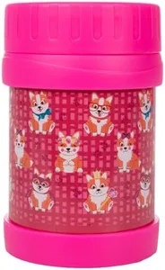 Bentology Stainless Steel Insulated 13oz Lunch Jar Thermos for Kids- Corgi- Large Leak-Proof Storage for Hot or Cold Food, Soups, Liquids with Wide Mouth- BPA Free for Back to School Lunch Boxes, Bags