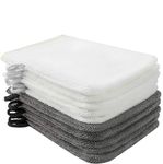 PHOGARY Microfibre Body Wash Mitts Set (10pcs) Flannels Soft Shower Face Mitts, Bath SPA Cloth, Reusable Makeup Remover Mitt Gloves, 15x21 cm, White and Grey