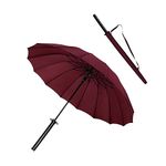 New Samurai Sword Handle Umbrella Ninja Katana Japanese Long Umbrella 16 Bones Sun＆Rain Umbrella Windproof Waterproof For Men Women (Color : Wine red)