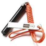 FERROFIRE FS916 Super-Duty Ferro Rod Fire Starter with 9/16 Inch Thick 4 Inch Long Ferrocerium Magnesium Flint and Steel Superb Carbon Alloy Steel Striker 550 Paracord Lanyard for Camping Emergency