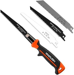 VANQUISH 3 in 1 Multi Blade Hand Saw, 6 inch Hacksaw with Replaceable Drywall Bi-Metal and Wood Blades for Cutting Metel, Drywall, Sheetrock, Wood, Plastic, Plywood 4869