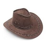 HMILYDYK Cowboy Hat Suede Cowboy Hat Wide Brim Western Cowboy Hats Authentic Gunslinger Hat Felt Cowboy Hat for Men Women Dark Coffee