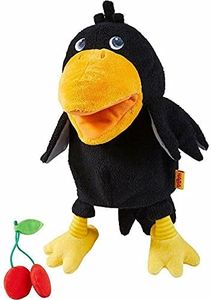 HABA Theo The Raven Glove Puppet with Cherries - Beak Opens Wide with Opening to Eat The Fabric Fruit