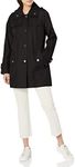 LONDON FOG Women's Double Collar Raincoat, Black, Medium