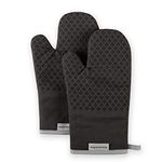 KitchenAid Asteroid Cotton Oven Mitts with Silicone Grip, Set of 2, Black