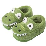 OWIF Toddler Slippers Boys Girls Kids, Dinosaur House Slippers Cute Warm Soft Fuzzy Slippers Non-slip Indoor Children Winter Toddler Shoes