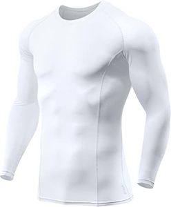 ATHLIO Men's Cool Dry Fit Long Sleeve Compression Shirts, Active Sports Base Layer T-Shirt, Athletic Workout Shirt BLS11-WHT Medium