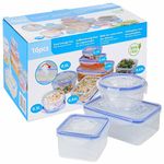 Vivo Technologies Plastic Airtight Food Storage Containers with Clip Seal Lock Lids, 16 Pack (8 Containers & 8 Lids) BPA Free Lunch Box Set, Leakproof, Microwave, Freezer and Dishwasher Safe