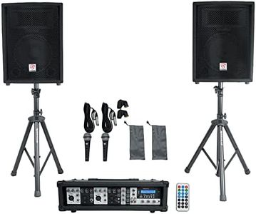 Rockville Package PA System Mixer/Amp+10" Speakers+Stands+Mics+Bluetooth, (RPG2X10)