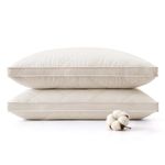 puredown® Goose Feathers and Down Pillow for Hotel Bed King Size Pillows 2 Pack, Gusseted, 100% Organic Cotton Cover