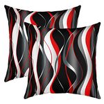 Loussiesd Geometric Throw Pillow Covers 24"x24" Set of 2 Soft Geometry White Red Black Grey Lines Cushion Covers for for Sofa Modern Abstract Art Decorative Pillowcases Outdoor Pillows Covers