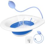 DEANIC Sitz Bath for Toilet Hemorrhoids, Postpartum Care, Collapsible Sits Bath Tub for Hemorrhoids Treatment, Yoni Steam Seat Basin, Bain de Siège Femme, Elderly Sit Bath with Flusher Pump (Blue)