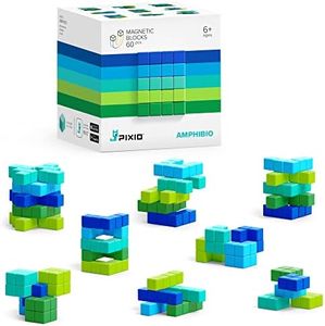 PIXIO Amphibio- Tiny Magnetic Blocks Building Toy in The Pixel Art Style with Free App - 5/16" Plastic Cubes with 6 Magnets Inside - Open Ended Toy - Creativity Toy for Ages 6+