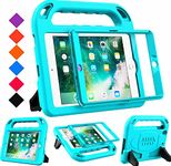 BMOUO Case for iPad Mini 1 2 3 with Built-in Screen Protector, Shockproof Lightweight Hard Cover Handle Stand Kids Case for Apple iPad Mini 1st 2nd 3rd Generation, Turquoise