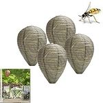 4 Pack Wasp Nest Decoy, Natural Wasp Repellent Wasp Trap Waterproof Hanging Fake Wasp Nest bee, Wasp & Hornet Control for Home and Garden Outdoors (Dark Colour)