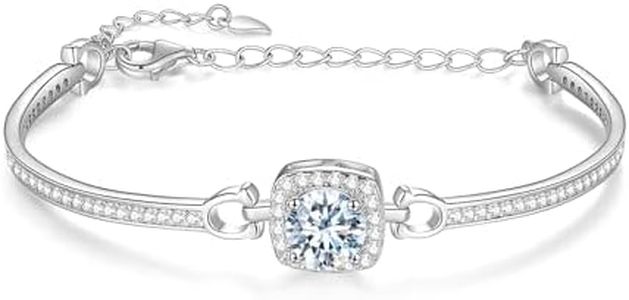 YQWHKJ 925 Sterling Silver Moissanite Bracelet for Women,1CT D Color VVS1 Diamond Bangle Bracelet with GRA Certificate Perfect Jewelry Gifts, 1CT, Sterling Silver, moissanite