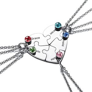 OTXIXTO 5 Argento Tono Ciondolo Cuore in Acciaio Inox Best Friend Forever Puzzle Collana Nome Personalizzato per Amicizia Coppie Uomini Donne