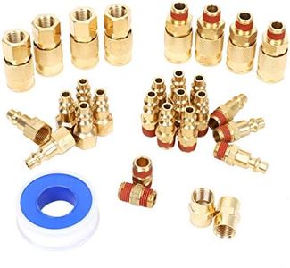 FYPower 30 Pieces 1/4" NPT Air Coupler and Plug Kit, Quick Connect Air Fittings, Industrial Solid Brass Quick Connect, Connector Set