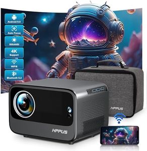 [Auto Focus/Keystone] Smart Projector 4K with Android 9.0 1080P Native 500 ANSI, Outdoor Bluetooth Projector with WiFi6, Object Avoidance, and Screen Adaption
