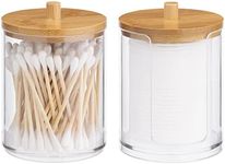 Navaris Cotton Round and Swab Holders (Set of 2) - Bathroom Holder Storage for Cotton Rounds and Swabs - Makeup Pad Dispenser Accessories Organizer