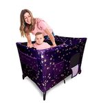 Ark Royale Pack N Play Blackout Cover – 100% Breathable Crib Canopy for Pack and Play – Dark Stretchy Tent for Portable Travel Crib – for Baby Indoor Outdoor Naps Play or Sleep – Purple Starry Night