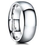 King Will Basic Men's 8mm Classic High Polished Comfort Fit Domed Tungsten Metal Ring Wedding Band(12)