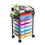 Simple Trending 8 Tier Rolling File Cart, Metal Desk File Organizer with Sliding Trays and Two pen holders, Metal Mesh Paper Letter Storage Multi-Functional Rolling Clutter Cart, Black