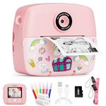 ASTGMI Kids Camera Instant Print, 1080P HD Kids Digital Camera for Girls,Instant Camera for Kids with Color Pens, 3 Rolls Print Paper, Girls Birthday Gifts Toys for 3 4 5 6 7 8 9+ Year Old (Pink)