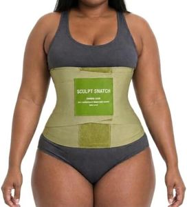 Sculpt Snatch Hourglass Waist Trainer for Women–Adjustable Sweat Band for Stomach, Tummy Control&Workout Waist Trimmer(GREEN,3XL)