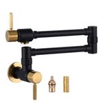 Pot Filler Solid Brass Made: ALEASHA Pot Filler Faucet Black and Gold, Wall Mount Pot Filler Over Stove for Kitchen