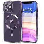 CAWESE iPhone 11 Case, iPhone 11 Magnetic Case [Wireless Charging] [Camera Lens Protector], Military Grade Matallic Glossy Slim Clear Protective Cover for iPhone 11 6.1 inch (A-Purple)