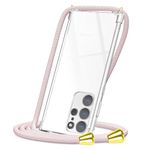 CAROKI Crossbody Case for Samsung S22 Ultra Necklace Mobile Phone Cover with Cord Strap,Clear Transparent TPU Soft Phone Cover Holder with Neck Cord Lanyard Strap-Rose Gold