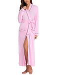 Hyppry Women's Cotton Dressing Gown Mid Calf Length House Robe Lightweight Summer Nightdress with Belt Loops