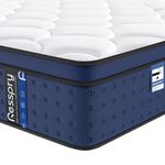 Resspry Double Mattress, 12Inch Hybrid Mattress for Pressure Relief, Breathable Foam with Individually Pocket Spring, Medium Firm Mattress Double Bed, Navyx Collection,Double(135×190×30cm)