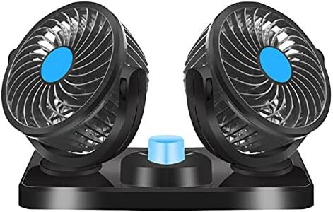 BOYO Ventilatore Auto Doppia Testa 12V, Rotazione a 360 ° a 2 Velocità Adatto per Tutte le Auto a Fmiliari o Con Presa Accendisigari da 12VDC