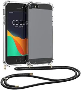 kwmobile Carcasa Compatible con Apple iPhone SE (1.Gen 2016) / iPhone 5 / iPhone 5S Funda con Cuerda - Funda con Correa Colgante - Cordón Ajustable - Bordes elevados