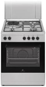 Cuisiniere mixte CONTINENTAL EDISON CECM60FCS - 3 feux gaz + 1 électrique - L59,8 x P61 xH83 cm - Silver