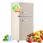 Mini Fridge with Freezer, 3.2 Cu.Ft Mini Fridge, Retro Small Refrigerator with Adjustable and Removable Double Doors, Suitable for Office, Bedroom, Dormitory or Cabin, Cream