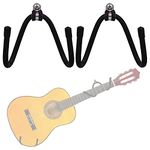 Pmsanzay Horizontal Guitar Wall Mount Hanger, 2 Pack Guitar Hanger Wall Hook Holder Stand Storage Guitar Display Rack with Screws for Acoustic Electric Guitar Ukulele Bass Banjo Mandolin - No Guitar