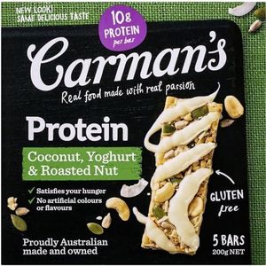 Carman's Gourmet Protein Bar Coconut, Yoghurt & Roasted Nut, 5-pack (200g)