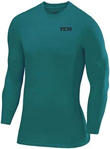 TCA Men's SuperThermal Compression Base Layer Football Running Top Long Sleeve Thermal Under Shirt - Crew Neck - Cadmium Green, Medium