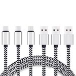 Ailun USB Type C Cable 6ft 3Pack High Speed Type C to USB A Sync Charging Nylon Braided Cable for Galaxy S22/S22+/S22Ultra,Galaxy S21 5G,Galaxy s20 Smartphone Tablets Silver BlackGrey Not Micro USB