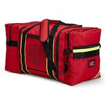 LINE2design Firefighter Gear Bag, Turnout Jumbo Fire Bag with Reflective Trim, Padded Shoulder Strap and Maltese Cross Logo Red Bag