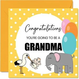 New Baby Card Unisex - Baby Announcement Grandma - Congratulations Baby Cards Newborn, Well Done Congrats New Baby Cards, Welcome To The World Home Gifts, 145mm x 145mm Baby Greeting Cards for Grandma