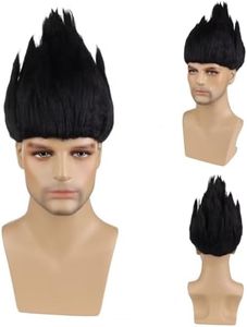 DUDUWIG Flame Shape Wig Short Black Straight Spiky Wig Anger Fire Costume Wig (Small Size)