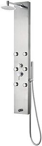 PULSE ShowerSpas 1042-SSB Monterey ShowerSpa Panel with 8" Rain Showerhead, 6 Body Spray Jets, Hand Shower and Tub Spout, Brushed Stainless Steel with Brushed Nickel Fixtures