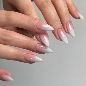 SAVILAND Press On Nails Ombre Nails: Medium Almond French Tips Full Cover Fake Nails Pink White Gradient Nails Press Ons 160 Pcs False Nails Tips Soft Gel s X Nail Tips for DIY Nail Art