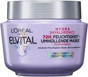 L'Oréal Paris Elvital Hydra Hyaluronic Moisturising Hair Mask for Shiny Hair, Hyaluronic Intensive Treatment for a Moisture Boost, Up to 72 Hours Long-Lasting Moisture and Care, 300 ml