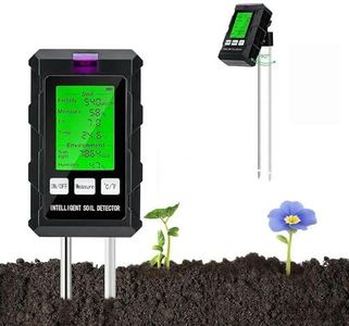 6-in-1 Soil Moisture Meter/Soil PH Tester with LCD Display: pH, Plant Temperature, Moisture, Sunlight, Air Humidity & Soil Fertility Meter for Gardening, Farming, Lawn & Indoor/Outdoor Plants