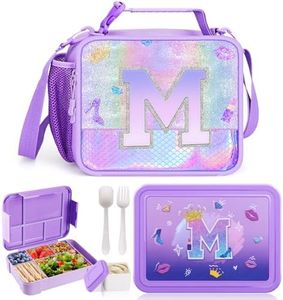 JYPS 2PCS Fiambrera Set para Niños, Bolsa Termica Porta Alimentos para Infantil, Loncheras Para Niños, Bento Box Niñas para Almuerzo o Merienda, Bolsa Almuerzo para Escuela, Sin BPA (Morado M)